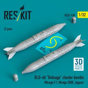   ResKit Models 1:32 BLG-66 Belouga cluster bombs (2 pcs) (Mirage F.1, Mirage 2000, Jaguar) (3D Printed)