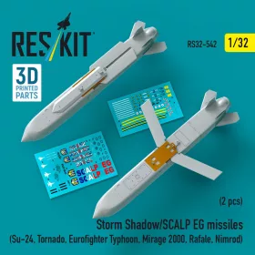   ResKit Models 1:32 Storm Shadow/SCALP EG missiles (2 pcs) (Su-24, Tornado, Eurofighter Typhoon, Mirage 2000, Rafale, Nimrod) (3D Printed)