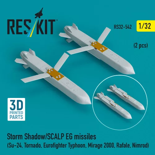 ResKit Models 1:32 Storm Shadow/SCALP EG missiles (2 pcs) (Su-24, Tornado, Eurofighter Typhoon, Mirage 2000, Rafale, Nimrod) (3D Printed)