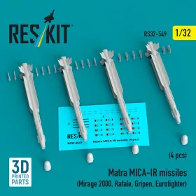   ResKit Models 1:32 Matra MICA-IR missiles (4 pcs) (Mirage 2000, Rafale, Gripen, Eurofighter) (3D Printed)
