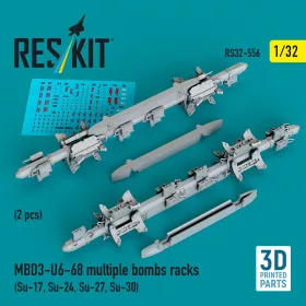   ResKit Models 1:32 MBD3-U6-68 multiple bombs racks (2 pcs) (Su-17, Su-24, Su-27, Su-30) (3D Printed)