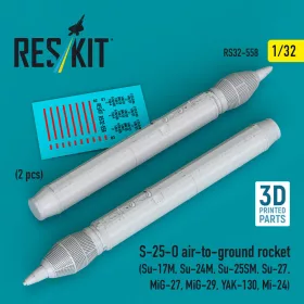   ResKit Models 1:32 S-25-O air-to-ground rocket (2 pcs) (Su-17M, Su-24M, Su-25SM, Su-27, MiG-27, MiG-29, YAK-130, Mi-24) (3D Printed)