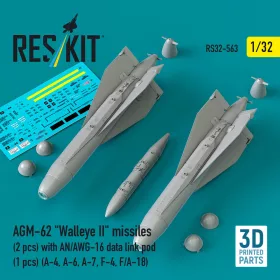   ResKit Models 1:32 AGM-62 Walleye II missiles (2 pcs) with AN/AWG-16 data link pod (1 pcs) (A-4, A-6, A-7, F-4, F/A-18) (3D Printed)