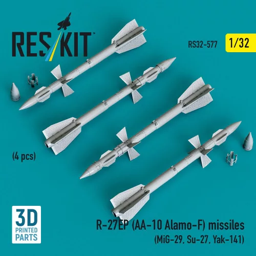 ResKit Models 1:32 R-27EP (AA-10 Alamo-F) missiles (4 pcs) (MiG-29, Su-27, Yak-141) (3D Printed)