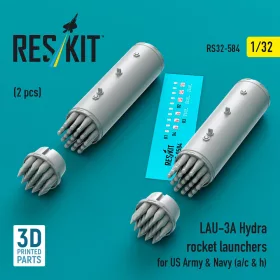   ResKit Models 1:32 LAU-3A Hydra rocket launchers for US Army & Navy (a/c & h) (2 pcs) (3D Printed)