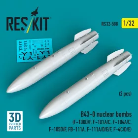   ResKit Models 1:32 B43-0 nuclear bombs (2 pcs) (F-100D/F, F-101A/C, F-104A/C, F-105D/F, FB-111A, F-111A/D/E/F, F-4C/D/E) (3D Printed)