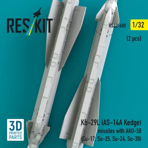 ResKit Models 1:32 Kh-29L (AS-14A Kedge) missiles with AKU-58 (2 pcs) (Su-17, Su-25, Su-24, Su-30) (3D Printed)