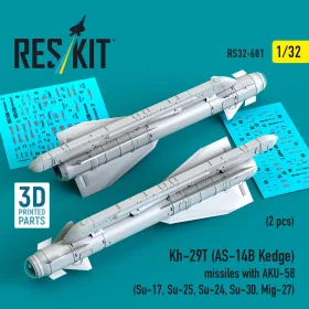   ResKit Models 1:32 Kh-29T (AS-14B Kedge) missiles with AKU-58 (2 pcs) (Su-17, Su-25, Su-24, Su-30, Mig-27) (3D Printed)