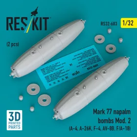   ResKit Models 1:32 Mark 77 napalm bombs Mod.2 (2pcs) (A-4, A-26K, F-4, AV-8B, F/A-18) (3D Printed)