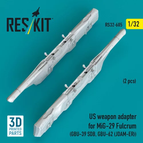 ResKit Models 1:32 US weapon adapter for MiG-29 Fulcrum (2 pcs) (GBU-39 SDB, GBU-62 (JDAM-ER)) (3D Printed)