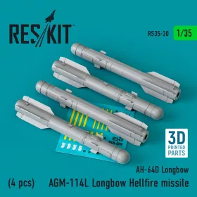   ResKit Models 1:35 AGM-114L Longbow Hellfire missiles (4 pcs)(AH-64D Longbow) (3D Printed)