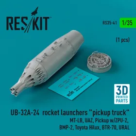   ResKit Models 1:35 UB-32A-24 rocket launchers pickup truck (1 pcs) (MT-LB, UAZ, Pickup w/ZPU-2, BMP-2, Toyota Hilux, BTR-70, URAL) (3D Printed)