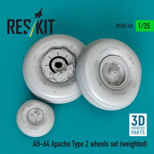 ResKit Models 1:35 AH-64 Apache type 2 wheels set (weighted) (3D Printed)