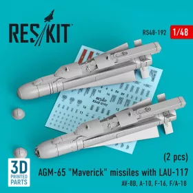  ResKit Models 1:48 AGM-65 Maverick missiles with LAU-117 (2 pcs) (AV-8B, A-10, F-16, F/A-18) (3D Printed)