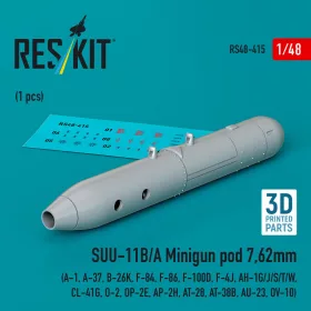   ResKit Models 1:48 SUU-11B/A Minigun pod 7,62mm (1 pcs) (A-1, A-37, B-26K, F-84, F-86, F-100D, F-4J, AH-1G/J/S/T/W, CL-41G, O-2, OP-2E, AP-2H, AT-28, AT-38B, AU-23, OV-10) (3D Printed)