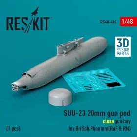   ResKit Models 1:48 SUU-23 20mm gun pod (close gun bay) for British Phantom (RAF & RN) (1 pcs) (3D Printed)