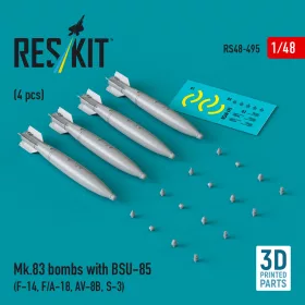   ResKit Models 1:48 Mk.83 bombs with BSU-85 (4 pcs) (F-14, F/A-18, AV-8B, S-3) (3D printed)