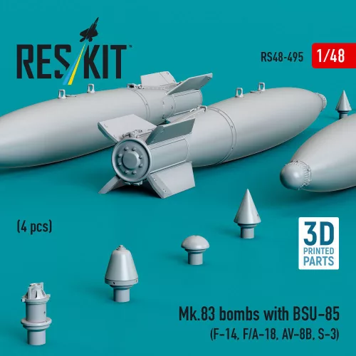 ResKit Models 1:48 Mk.83 bombs with BSU-85 (4 pcs) (F-14, F/A-18, AV-8B, S-3) (3D printed)