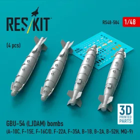   ResKit Models 1:48 GBU-54 (LJDAM) bombs (4 pcs) (A-10C, F-15E, F-16C/D, F-22A, F-35A, B-1B, B-2A, B-52H, MQ-9) (3D Printed)