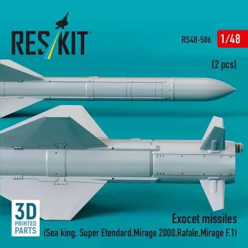 ResKit Models 1:48 Exocet missiles (2 pcs) (Sea King, Super Etendard, Mirage 2000, Rafale, Mirage F.1) (3D Printed)