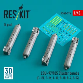   ResKit Models 1:48 CBU-97/105 cluster bombs (4 pcs) (F-15E, F-16, A-10, B-1B, B-2, B-52) (3D Printed)