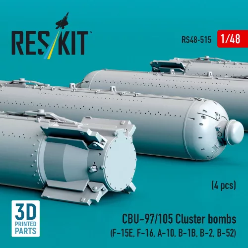 ResKit Models 1:48 CBU-97/105 cluster bombs (4 pcs) (F-15E, F-16, A-10, B-1B, B-2, B-52) (3D Printed)