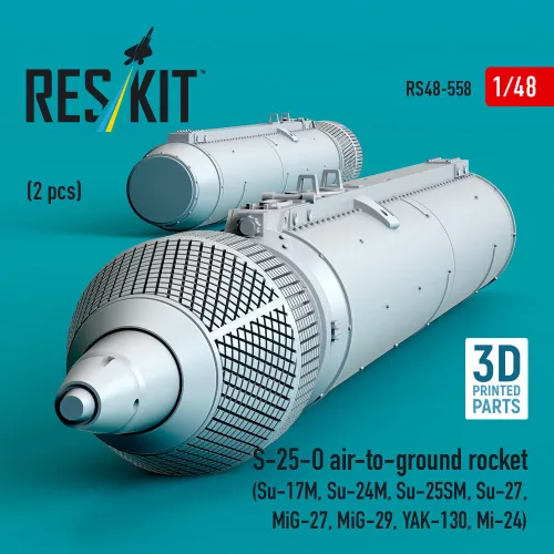 ResKit Models 1:48 S-25-O air-to-ground rocket (2 pcs) (Su-17M, Su-24M, Su-25SM, Su-27,MiG-27, MiG-29, YAK-130, Mi-24) (3D Printed)