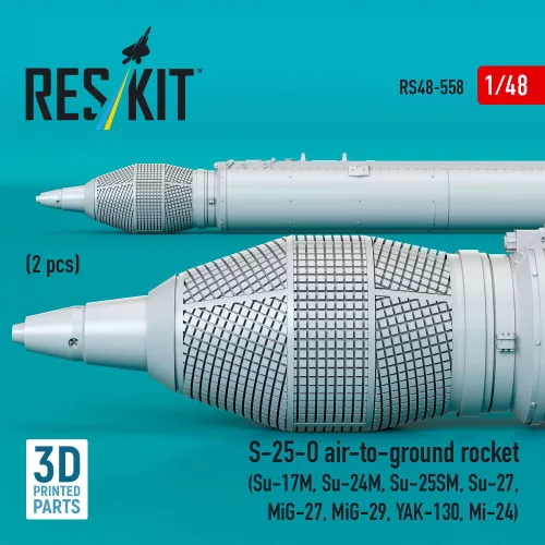 ResKit Models 1:48 S-25-O air-to-ground rocket (2 pcs) (Su-17M, Su-24M, Su-25SM, Su-27,MiG-27, MiG-29, YAK-130, Mi-24) (3D Printed)