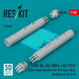   ResKit Models 1:48 LAU-68, LAU-68D/A, LAU-131/A Hydra rocket launchers for US Army & Navy, Ukrainian AF (a/c & h) (2pcs) (3D Printed)
