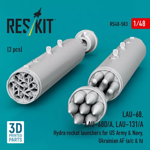 ResKit Models 1:48 LAU-68, LAU-68D/A, LAU-131/A Hydra rocket launchers for US Army & Navy, Ukrainian AF (a/c & h) (2pcs) (3D Printed)