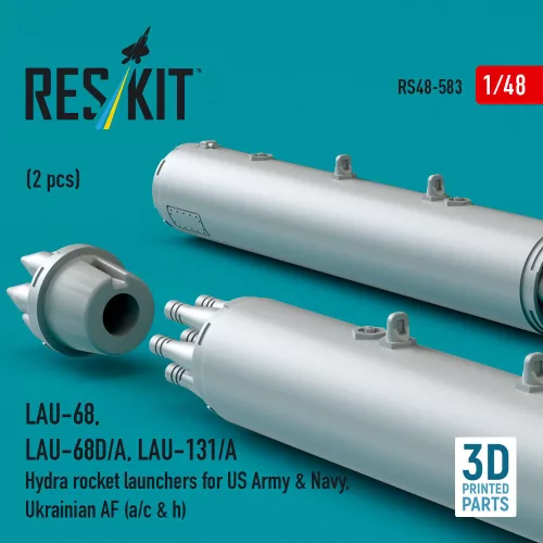ResKit Models 1:48 LAU-68, LAU-68D/A, LAU-131/A Hydra rocket launchers for US Army & Navy, Ukrainian AF (a/c & h) (2pcs) (3D Printed)