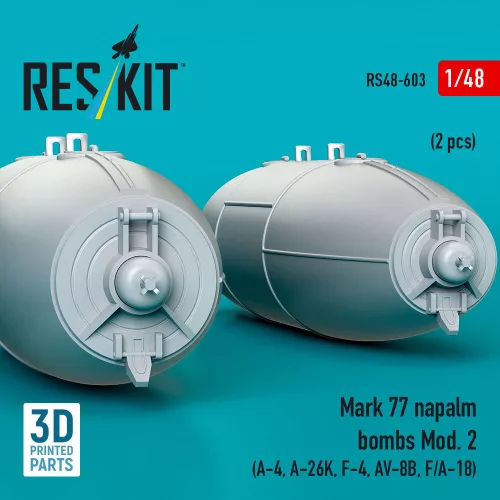 ResKit Models 1:48 Mark 77 napalm bombs Mod. 2 (2pcs) (A-4, A-26K, F-4, AV-8B, F/A-18) (3D Printed)