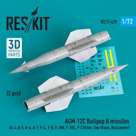   ResKit Models 1:72 AGM-12C Bullpup B missiles (2 pcs) (A-4, A-5, A-6, A-7, F-4, F-8, F-100, F-105, P-3 Orion, Sea Vixen, Buccaneer) (3D Printed)