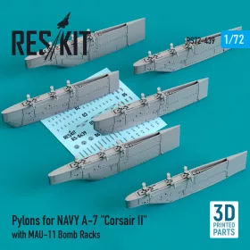   ResKit Models 1:72 Pylons for NAVY A-7 Corsair II with MAU-11 Bomb Racks (3D Printed)