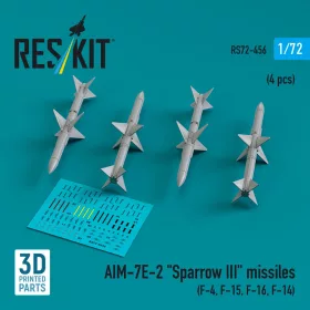   ResKit Models 1:72 AIM-7E-2 Sparrow III missiles (4 pcs) (F-4, F-15, F-16, F-14) (3D Printed)