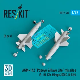   ResKit Models 1:72 AGM-142 Popeye 2/Have Lite missiles (2 pcs) (F-16I, Kfir, Mirage 2000C, B-52H) (3D Printed)