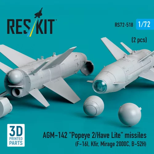 ResKit Models 1:72 AGM-142 Popeye 2/Have Lite missiles (2 pcs) (F-16I, Kfir, Mirage 2000C, B-52H) (3D Printed)