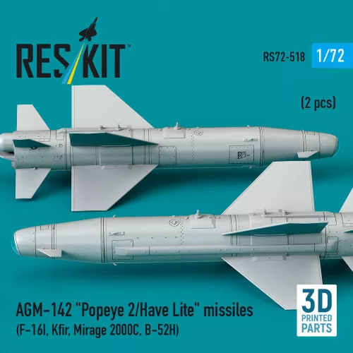 ResKit Models 1:72 AGM-142 Popeye 2/Have Lite missiles (2 pcs) (F-16I, Kfir, Mirage 2000C, B-52H) (3D Printed)