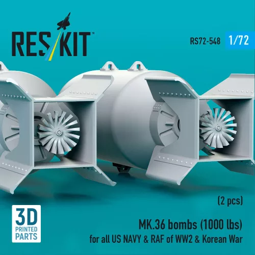 ResKit Models 1:72 MK.36 bombs (1000 lbs) for all US NAVY & RAF of WW2 & Korean War (2 pcs) (3D Printed)