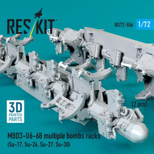 ResKit Models 1:72 MBD3-U6-68 multiple bombs racks (2 pcs) (Su-17, Su-24, Su-27, Su-30) (3D Printed)