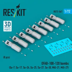   ResKit Models 1:72 OFAB-100-120 bombs (8 pcs) (Su-7, Su-17, Su-24, Su-25, Su-27, Su-30, MiG-21, MiG-27) (3D Printed)