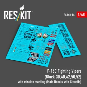   ResKit Models 1:48 F-16C Fighting Vipers (Block 30,40,42,50,52) with mission marking (Main Decals with Stencils)