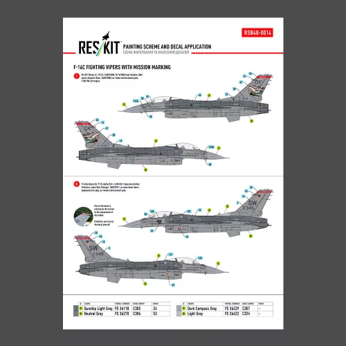 ResKit Models 1:48 F-16C Fighting Vipers (Block 30,40,42,50,52) with mission marking (Main Decals with Stencils)