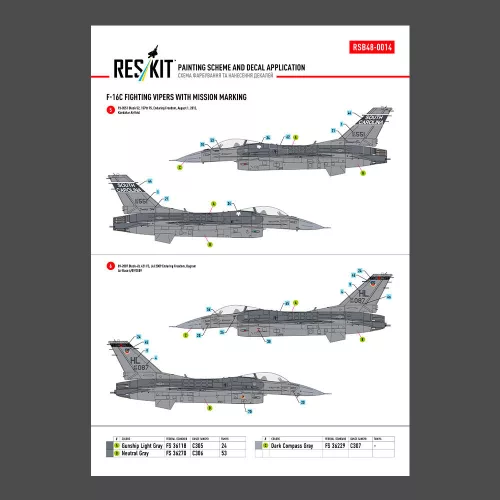 ResKit Models 1:48 F-16C Fighting Vipers (Block 30,40,42,50,52) with mission marking (Main Decals with Stencils)