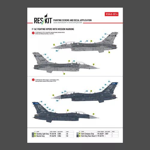 ResKit Models 1:48 F-16C Fighting Vipers (Block 30,40,42,50,52) with mission marking (Main Decals with Stencils)