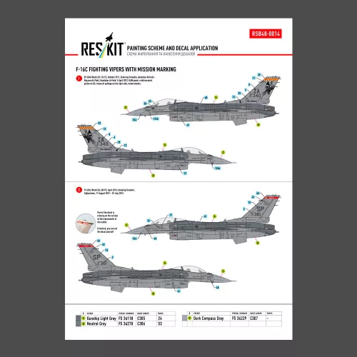 ResKit Models 1:48 F-16C Fighting Vipers (Block 30,40,42,50,52) with mission marking (Main Decals with Stencils)