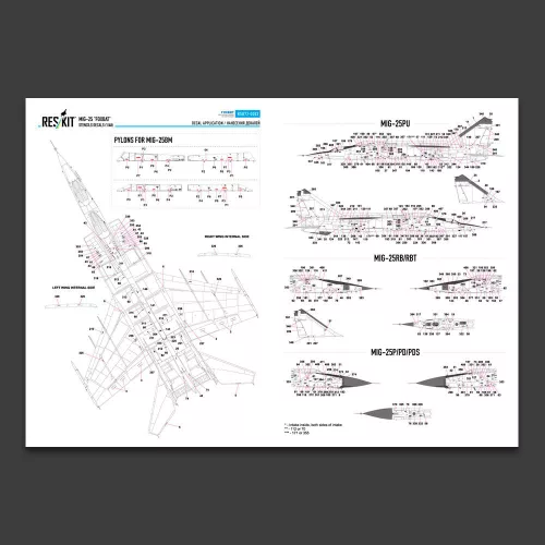 ResKit Models 1:72 MiG-25 Foxbat Stencils Decals