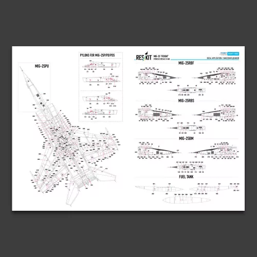 ResKit Models 1:72 MiG-25 Foxbat Stencils Decals