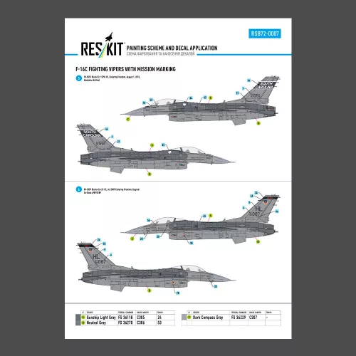 ResKit Models 1:72 F-16C Fighting Vipers (Block 30,40,42,50,52) with mission marking (Main Decals with Stencils)
