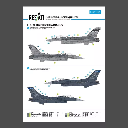 ResKit Models 1:72 F-16C Fighting Vipers (Block 30,40,42,50,52) with mission marking (Main Decals with Stencils)